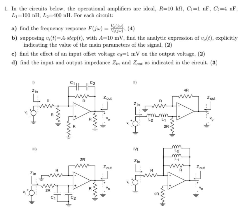 Solved In The Circuits Below, The Operational Amplifiers Are | Chegg.com