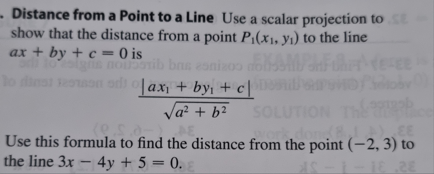 Solved Distance from a Point to a Line Use a scalar | Chegg.com