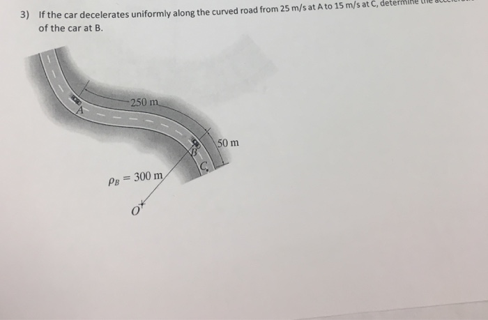 Solved the car decelerates uniformly along the curved road | Chegg.com