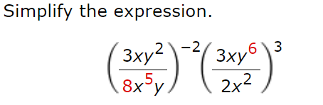 Solved Simplify the expression. -2 ²) ² (²3 3ху2 8х у 5₁, | Chegg.com