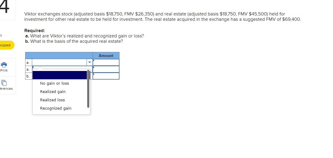 Solved Viktor exchanges stock (adjusted basis 18,750, FMV