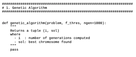 1 Genetic Algorithm. Implement genetic algorithm. The | Chegg.com