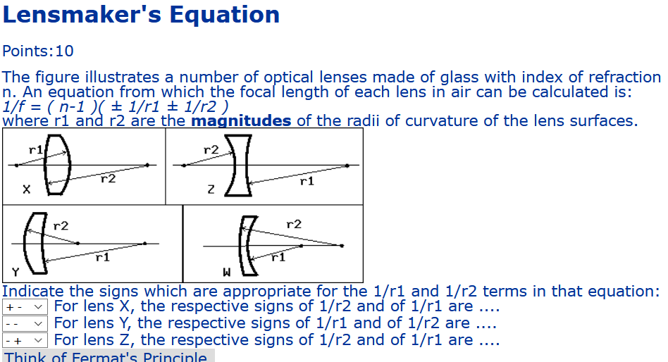 Solved Lensmaker's Equation Points10 The figure illustrates