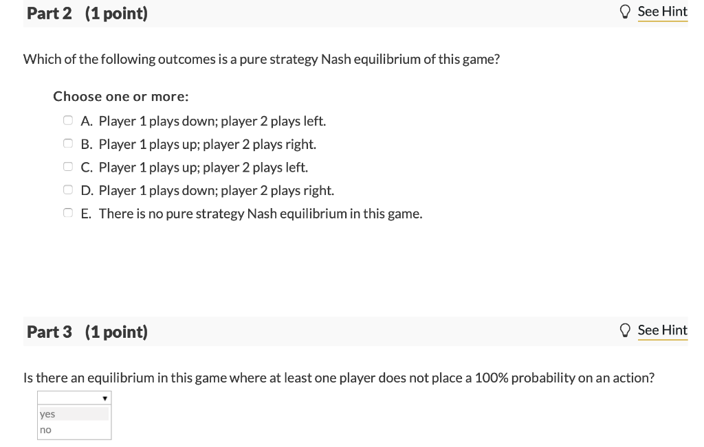 Solved 02 Question (4 points) Player 1 and player 2 are | Chegg.com