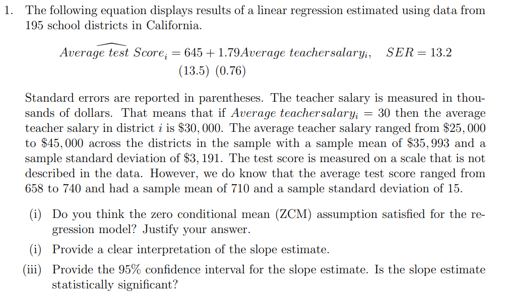 Solved The following equation displays results of a linear | Chegg.com