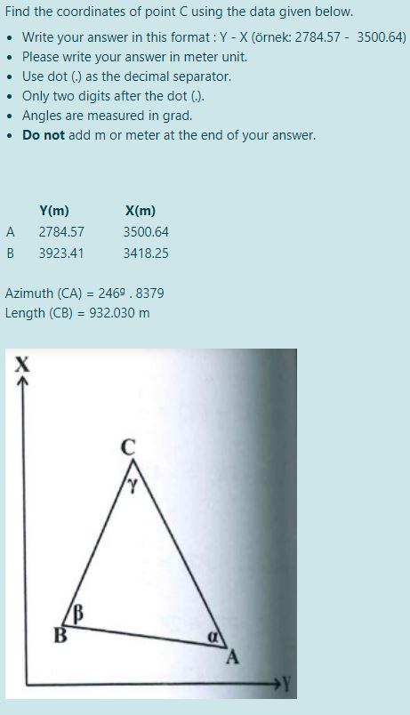 Solved Find the coordinates of point C using the data given | Chegg.com