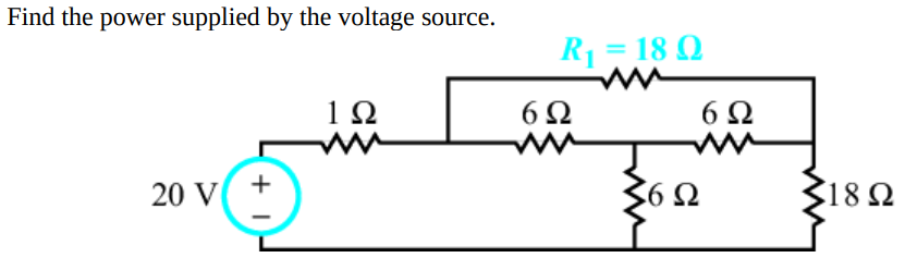 Solved Find the power supplied by the voltage source. = 18 Ο | Chegg.com