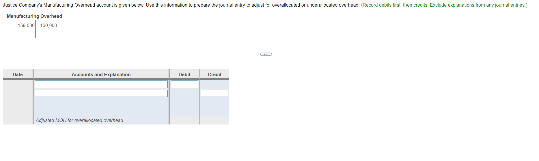 Solved Justice Company&rsquo;s Manufacturing Overhead account is | Chegg.com