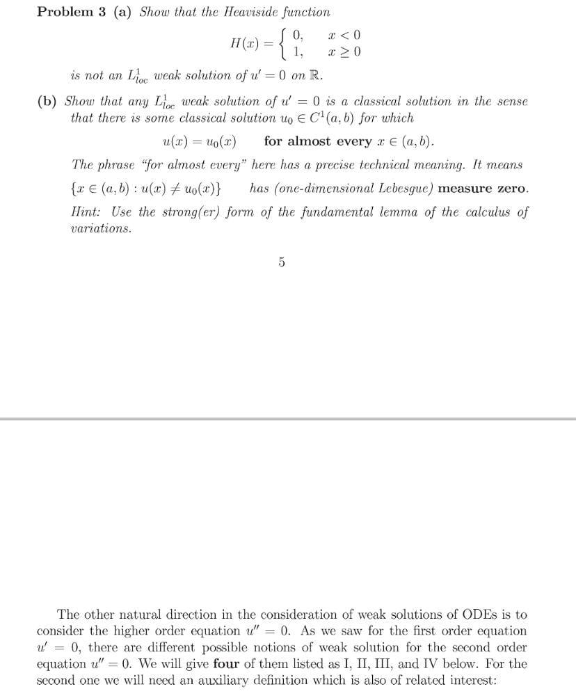 Solved {i Problem 3 (a) Show that the Heaviside function 0. | Chegg.com