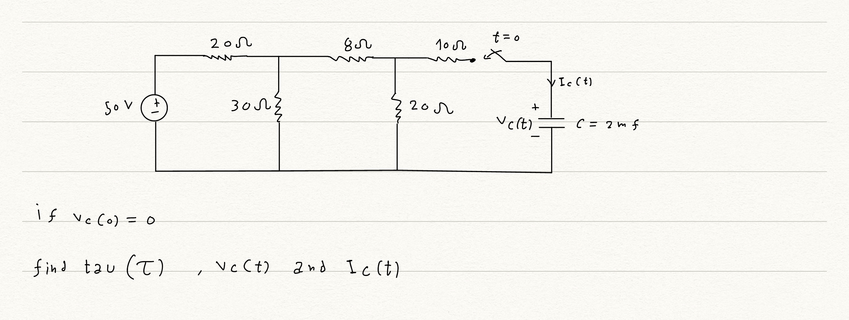 Solved find tav(τ),vc(t) and Ic(t) | Chegg.com