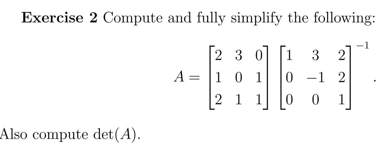 Solved Exercise 2 Compute and fully simplify the following: | Chegg.com
