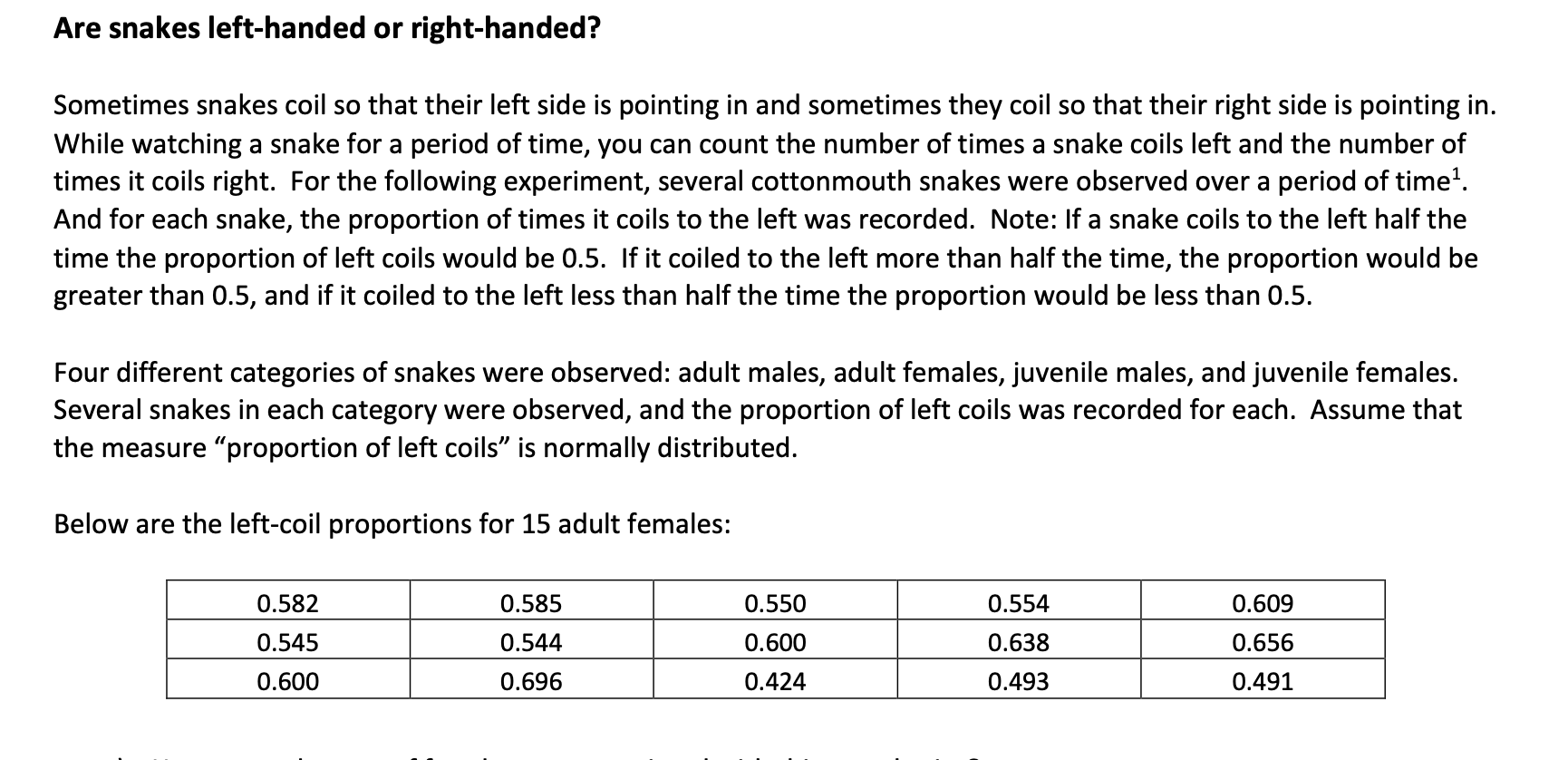 Solved Are snakes left-handed or right-handed? Sometimes | Chegg.com