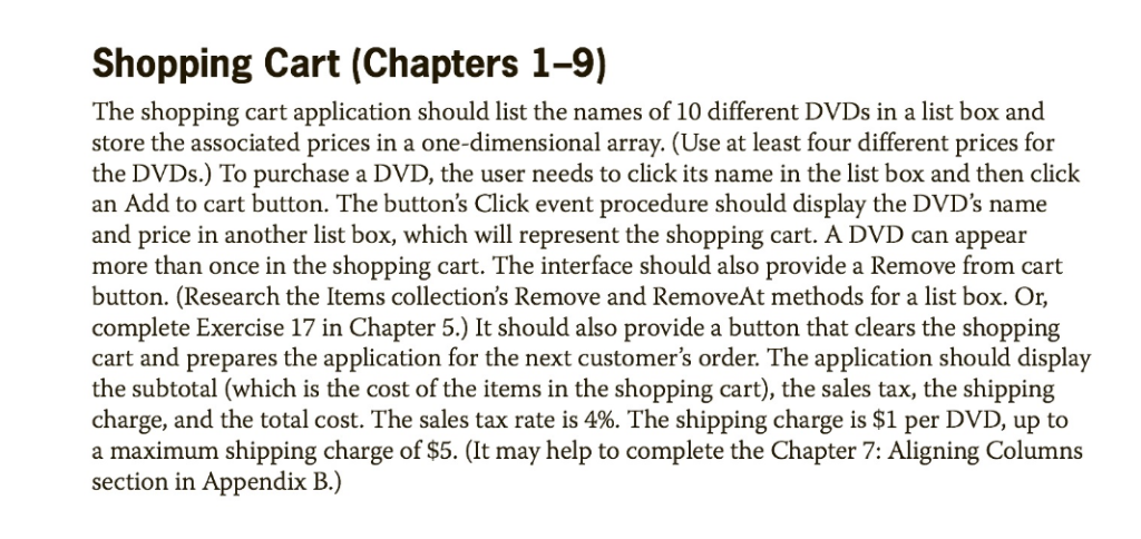 Shopping Cart (Chapters 1-9) The shopping cart | Chegg.com