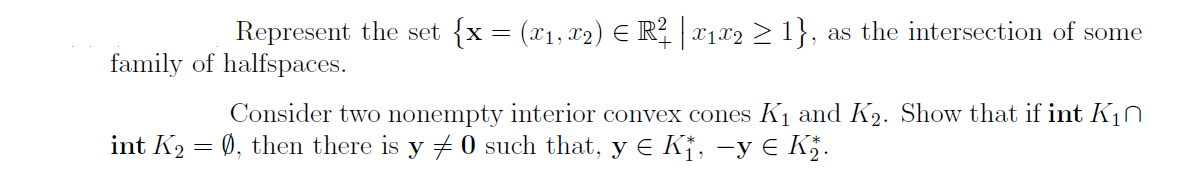 Solved Represent the set {x = (x1, x₂) € R² | 1x2 ≥ 1}, as | Chegg.com