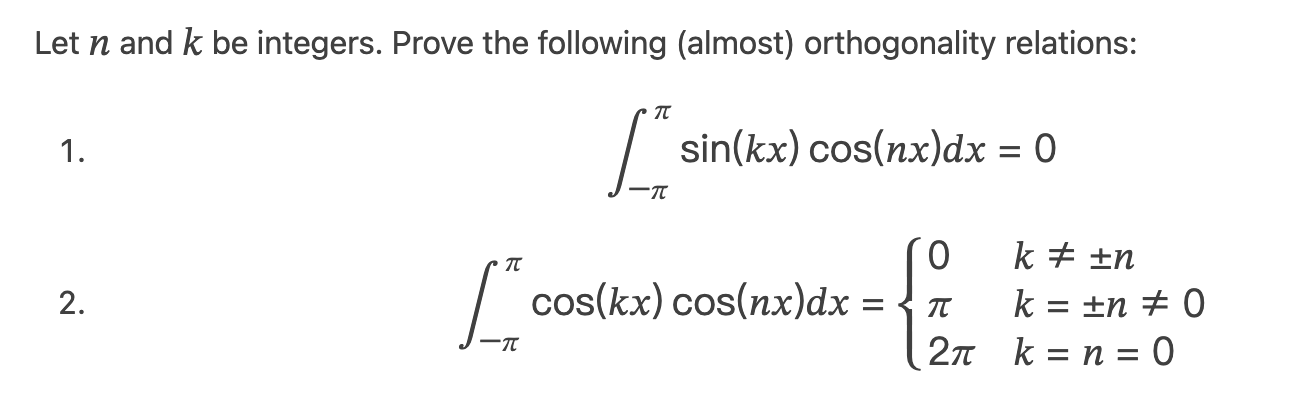 Solved Let n and k be integers. Prove the following (almost) | Chegg ...