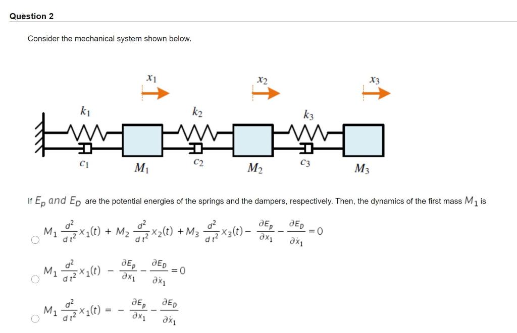 Solved Question 2 Consider The Mechanical System Shown | Chegg.com