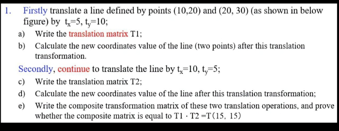 Solved Firstly translate a line defined by points (10,20) | Chegg.com