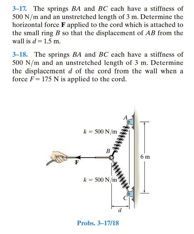 Solved 3-17. The Springs BA And BC Each Have A Stiffness Of | Chegg.com