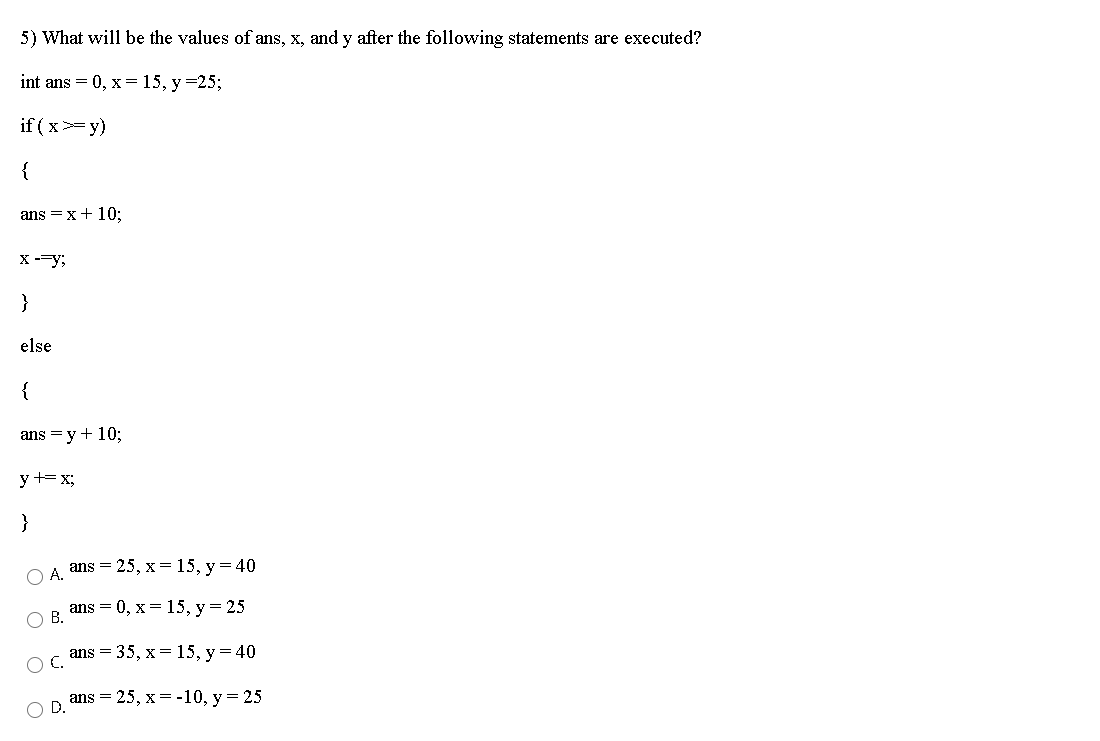 What Will Be The Values Of Ans X And Y