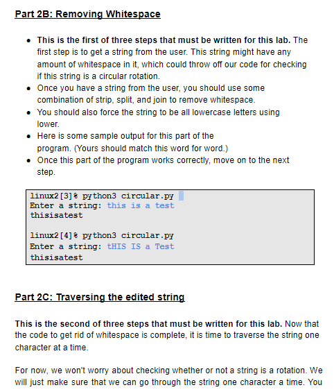 Solved Part 2B: Removing Whitespace . This Is The First Of | Chegg.com