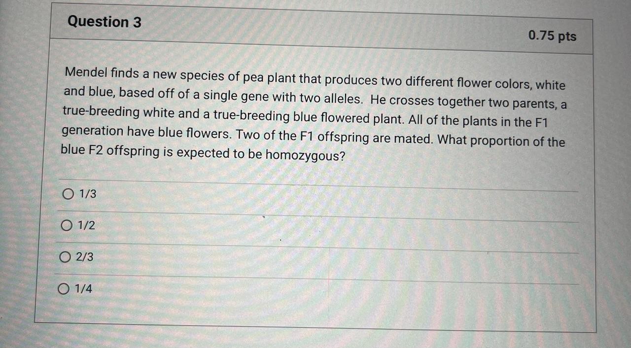 Solved Mendel finds a new species of pea plant that produces