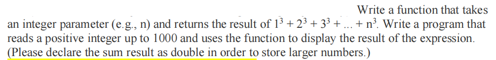 Solved Write a function that takes an integer parameter | Chegg.com