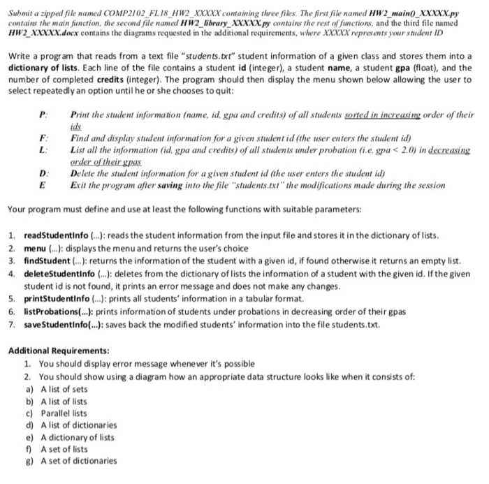 Solved Submit a zipped file named COMP2102 FLIS HW2 XXXXX | Chegg.com