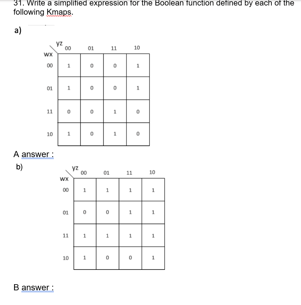 Solved 31. Write a simplitied expression for the Boolean | Chegg.com