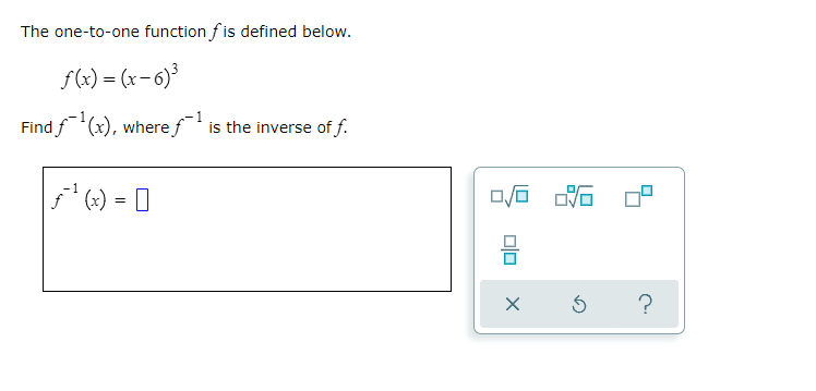 Solved The one-to-one function fis defined below. f(x) = | Chegg.com