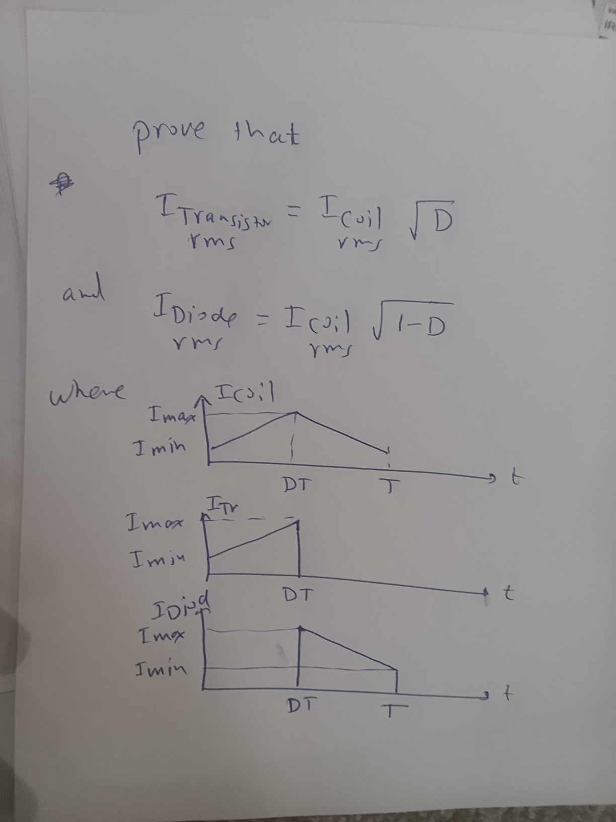 Solved prove that Transistor Itans = rms ICoil D and IDiods | Chegg.com