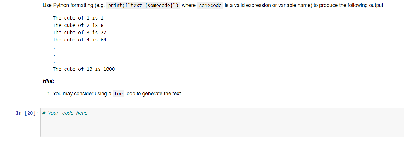 Solved Use Python formatting (e.g. print(f"text | Chegg.com