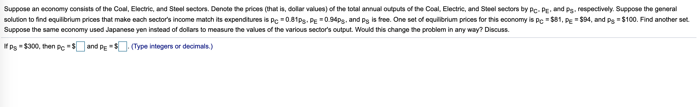 Solved Suppose an economy consists of the Coal, Electric, | Chegg.com