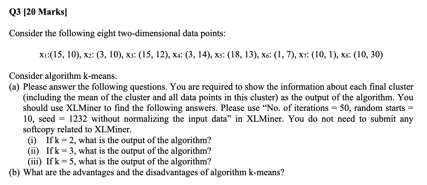 Solved Consider the following eight two-dimensional data | Chegg.com