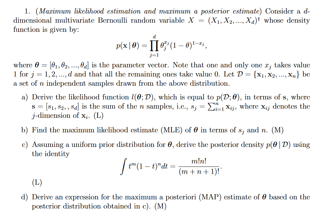 Solved 1. (Maximum Likelihood Estimation And Maximum A | Chegg.com