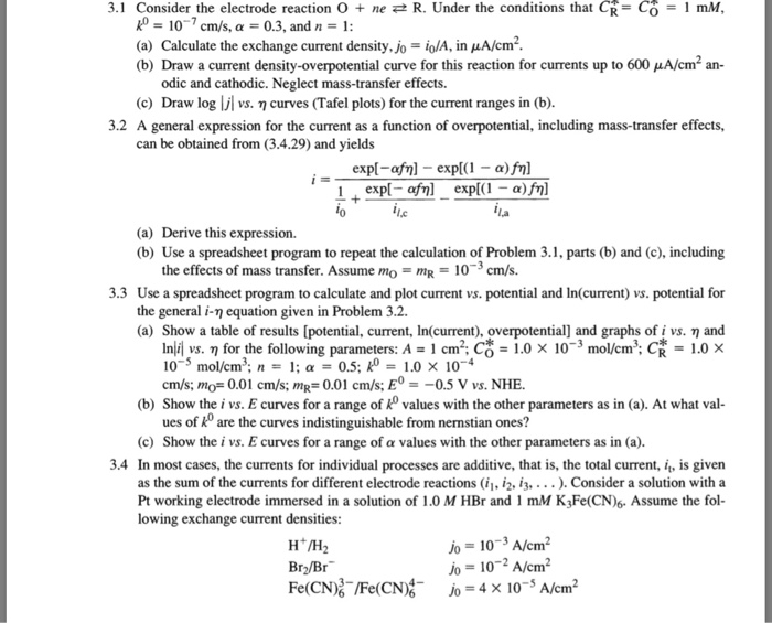 3.1 Consider the electrode reaction O ne R. Under the | Chegg.com