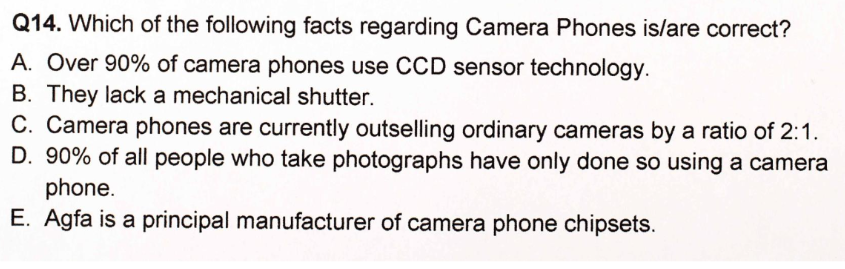 Solved Q14. Which of the following facts regarding Camera | Chegg.com