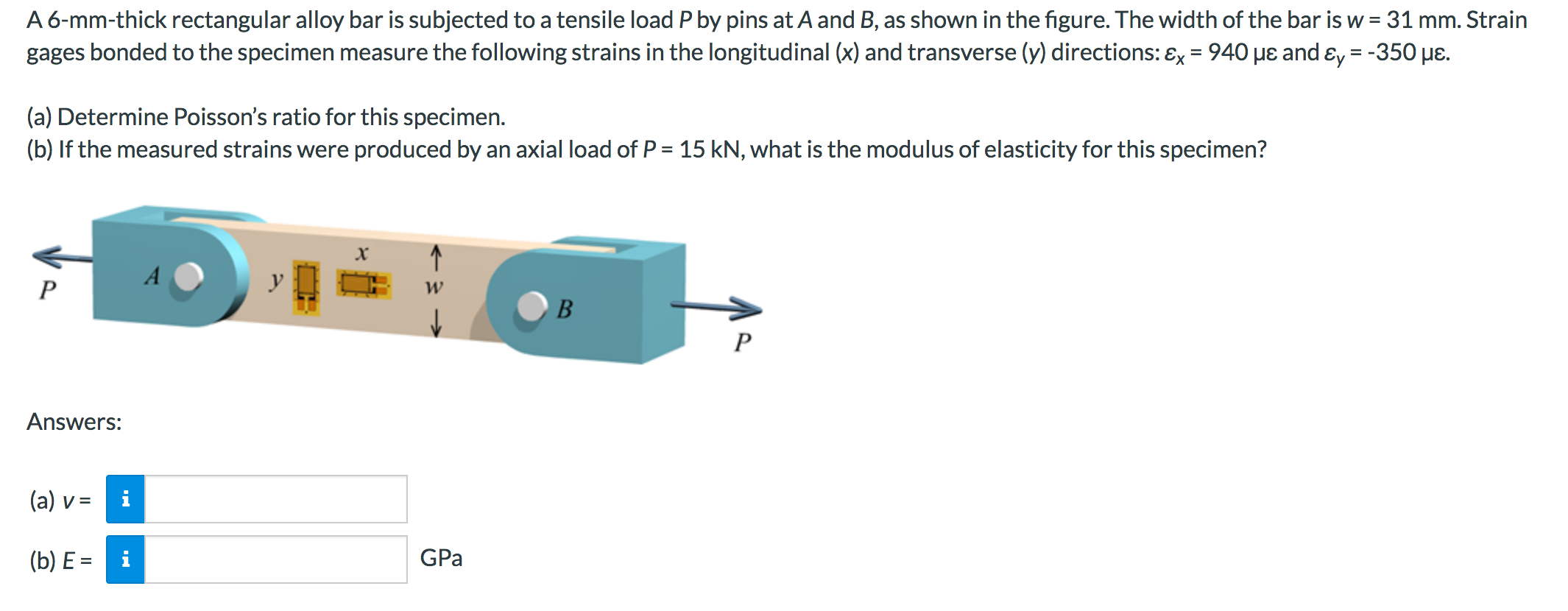 Solved A6-mm-thick rectangular alloy bar is subjected to a | Chegg.com