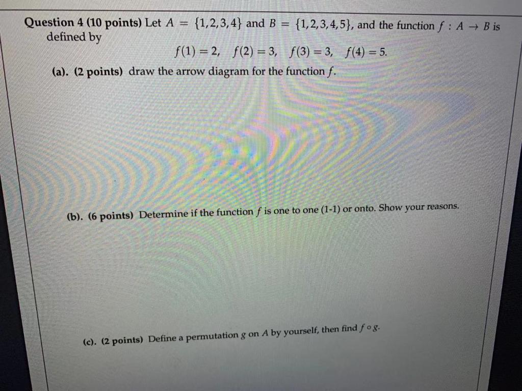 Solved Question 4 (10 Points) Let A = {1,2,3,4} And B = | Chegg.com