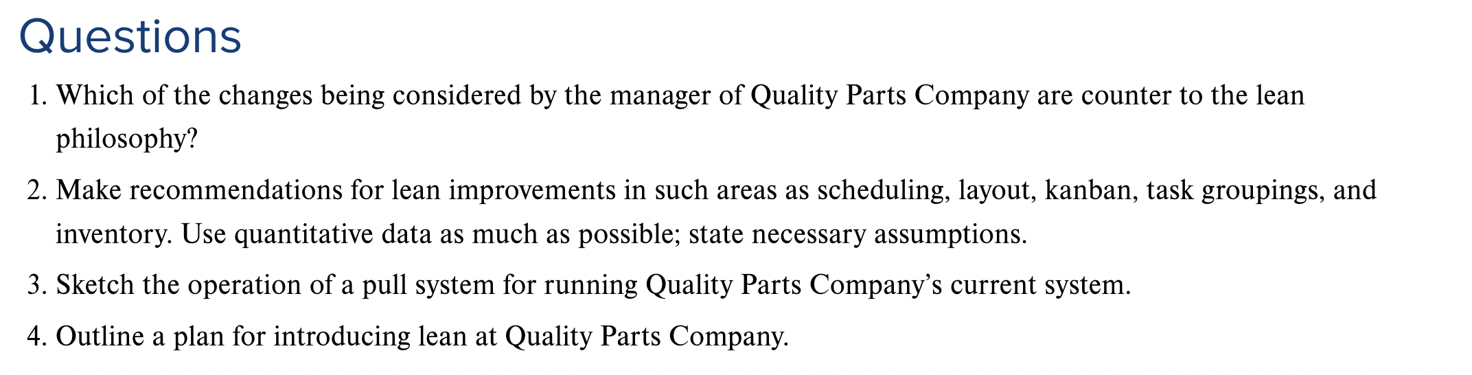 Solved CASE: QUALITY PARTS COMPANY Page 423 Quality Parts | Chegg.com