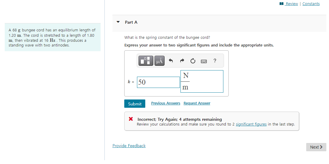 Solved A 68 g bungee cord has an equilibrium length of 1.20