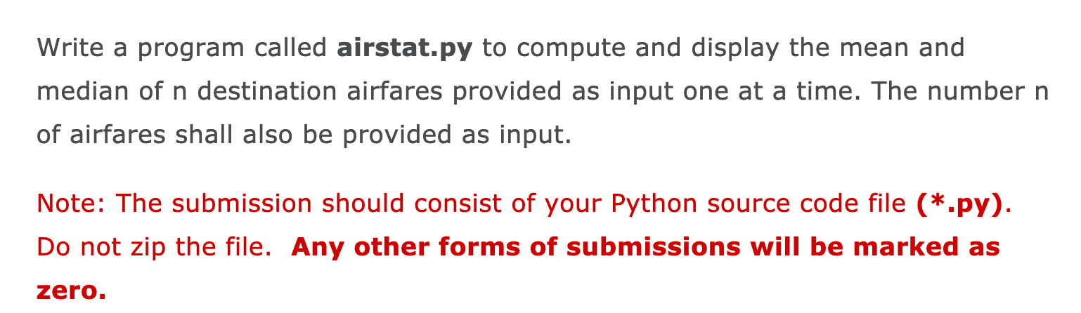 Solved Write a program called airstat.py to compute and | Chegg.com