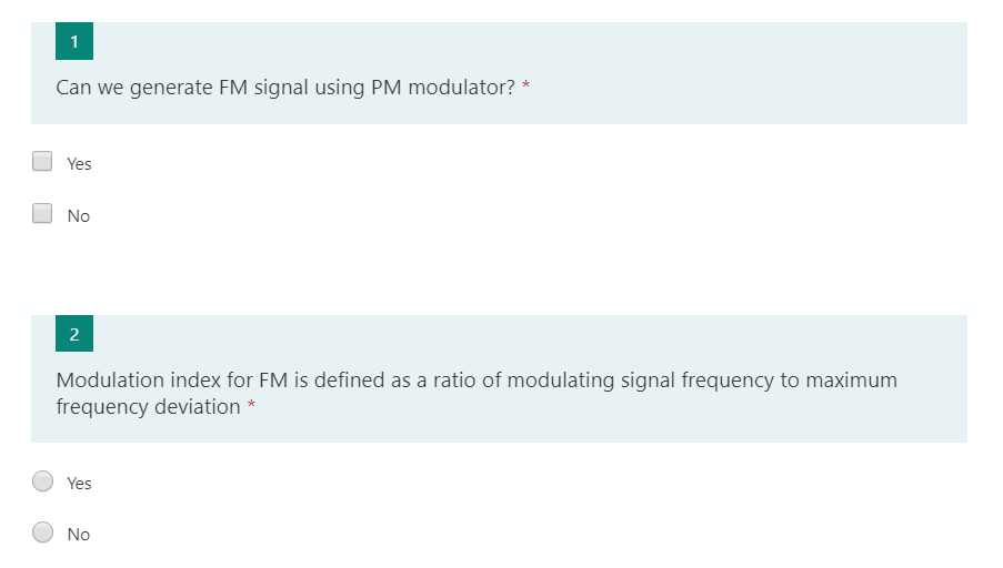 Solved 1 Can we generate FM signal using PM modulator? * Yes | Chegg.com