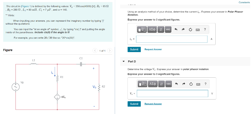 Solved The circuit in (Figure 1) is defined by the | Chegg.com