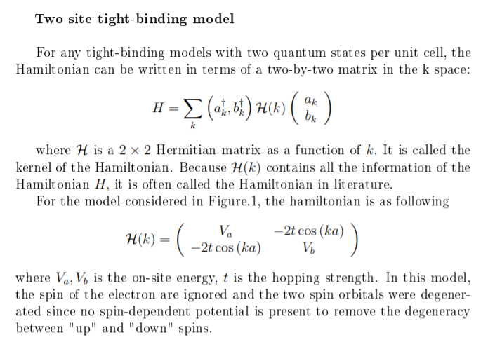 Tight Binding Model –