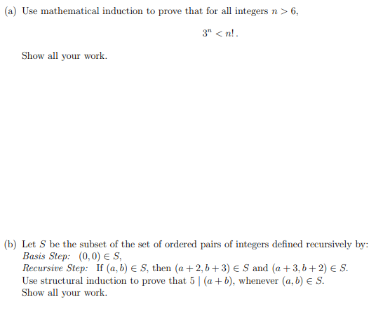 Solved (a) Use Mathematical Induction To Prove That For All | Chegg.com