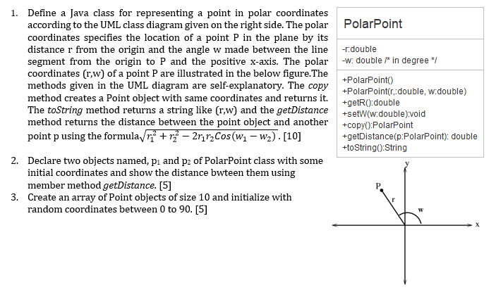 Solved 1. Define a Java class for representing a point in | Chegg.com