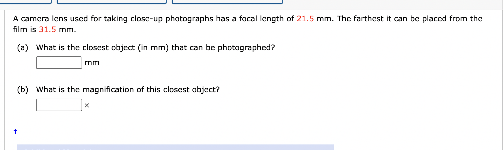 Solved A camera lens used for taking close-up photographs | Chegg.com
