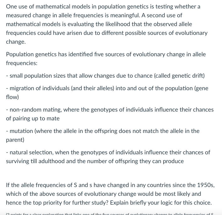 Solved One use of mathematical models in population