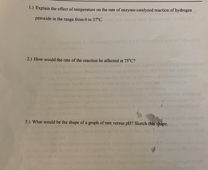 Solved 1.) Explain the effect of temperature on the rate of | Chegg.com