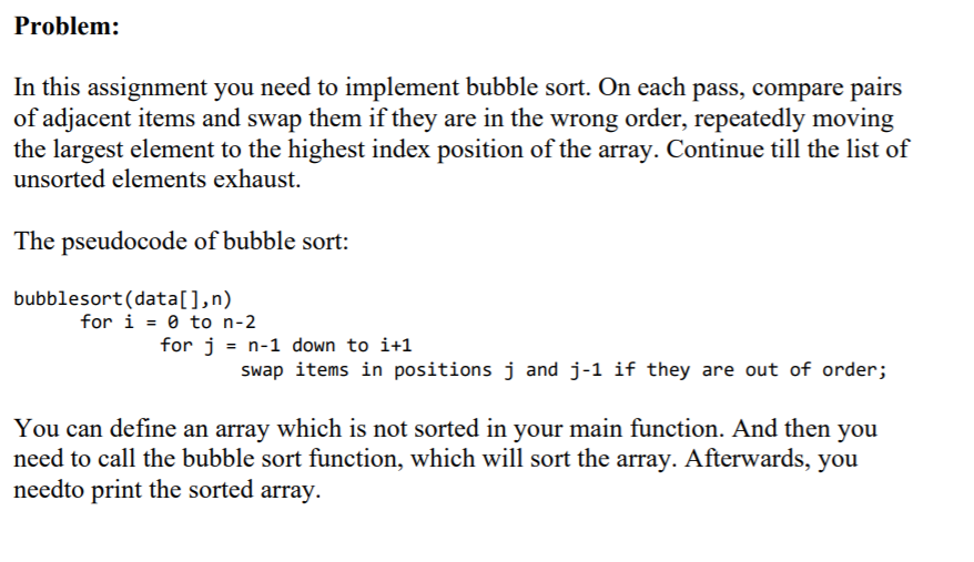Solved Problem: In this assignment you need to implement | Chegg.com